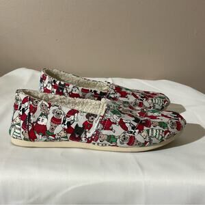 Toms Belmont Glacier Grey Holiday Sweater Dog Christmas Shoes Size 8